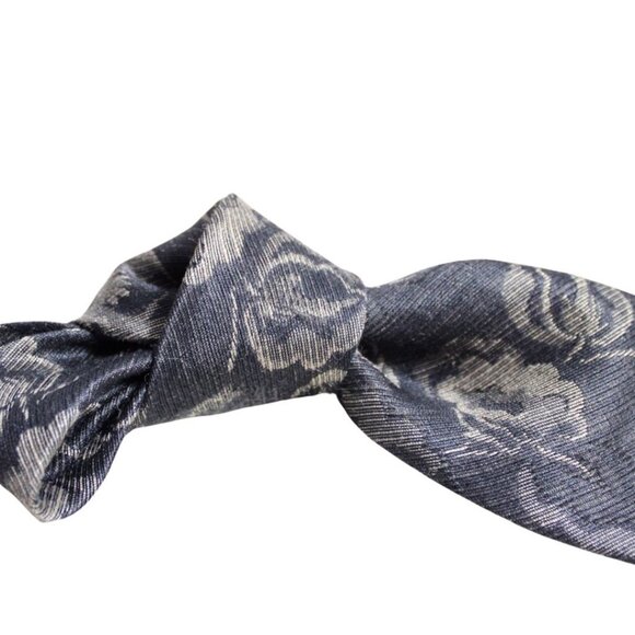 Charvet Tie Rare Vintage 100% Silk - Charcoal Grey With Tan Floral Design - Picture 5 of 5